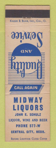Matchbook Cover - Midway Liquors Central City NE