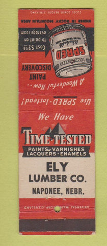 Matchbook Cover - Time Tested Paints Spred Ely Lumber Naponee NE