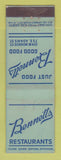 Matchbook Cover - Bennetts Restaurant Chicago IL