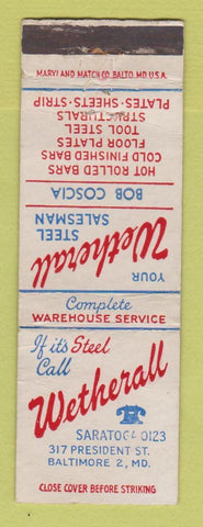 Matchbook Cover - Wetherall Steel Baltimore MD WORN