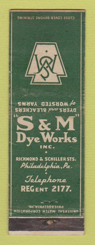 Matchbook Cover - S&M Dye Works Philadelphia PA WEAR