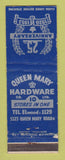 Matchbook Cover - Queen Mary Hardware 1953 Canada WORN