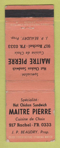 Matchbook Cover - Maitre Pierre Restaurant Montreal QC SALMON WORN
