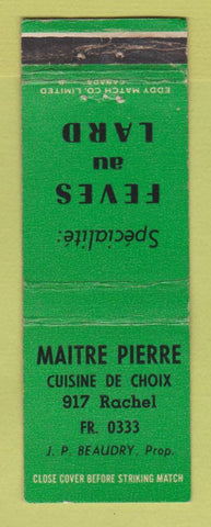 Matchbook Cover - Maitre Pierre Restaurant Montreal QC GREEN