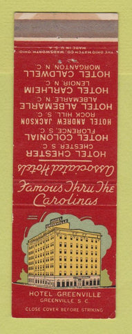 Matchbook Cover - Hotel Greenville SC