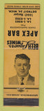 Matchbook Cover - Apex Bar Detroit MI Camiel DeMeulemeester