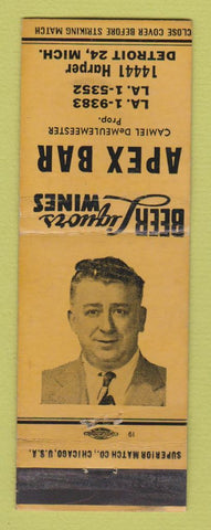 Matchbook Cover - Apex Bar Detroit MI Camiel DeMeulemeester
