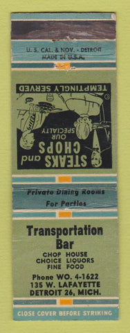 Matchbook Cover - Transportation Bar Detroit MI WORN
