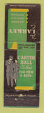 Matchbook Cover Carter Hall Men's Clothes Larkey Newark Paterson Passaic NJ WORN