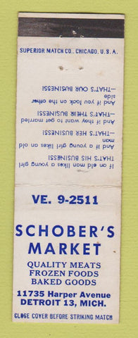 Matchbook Cover - Schober's Market Detroit MI