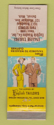 Matchbook Cover - English Tailors Detroit MI Clothes