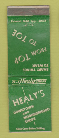 Matchbook Cover - Healy's Stores Detroit MI WEAR