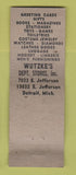 Matchbook Cover - Wutzke's Department Stores Detroit MI WEAR