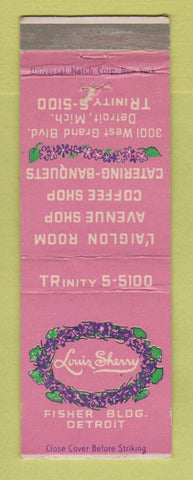 Matchbook Cover - Louis Sherry Restaurant Detroit MI WEAR