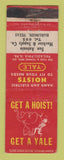 Matchbook Cover - Yale Hoists San Antonio Machine Supply Harlingen TX WEAR