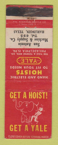 Matchbook Cover - Yale Hoists San Antonio Machine Supply Harlingen TX WEAR