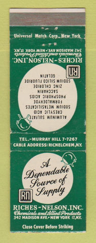 Matchbook Cover - Riches Nelson Chemical New York City