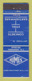 Matchbook Cover - Humes Concrete Steel New Zealand