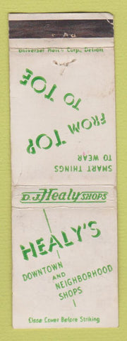 Matchbook Cover - Healy's Stores Detroit MI WEAR