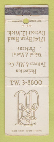 Matchbook Cover - Perfection Pattern Wood Metal Detroit MI WEAR
