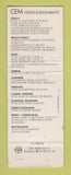 Matchbook Cover - CEM Caspar Mantz Hotels Switzerland WEAR
