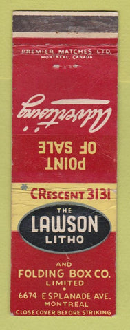 Matchbook Cover - Lawson Litho Folding Box Montreal QC WEAR