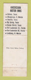 Matchbook Cover - Americana Motor Inns CHAIN WEAR