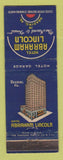 Matchbook Cover - Hotel Abraham Lincoln Reading PA