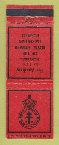 Matchbook Cover - Royal Edward Laurentian Hospital Montreal QC Auxiliary  WORN