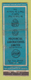 Matchbook Cover - Provincial Laboratories Limited Montreal QC WORN