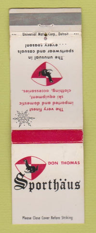 Matchbook Cover - Sporthaus Don Thomas Clothes Skiing Gear WEAR