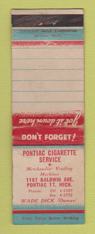 Matchbook Cover - Pontiac Cigarette Service MI WEAR
