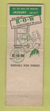 Matchbook Cover - ROW Window United Gordon Love Ferndale MI WEAR