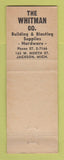 Matchbook Cover - Whitman Building Blasting Supply Hardware Jackson MI