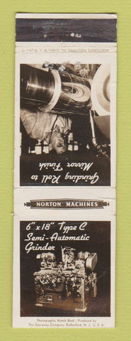 Matchbook Cover - North Machines Abrasives Worcester MA REAL PHOTO WEAR