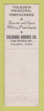 Matchbook Cover - Columbia Gas Burner Toledo OH WEAR