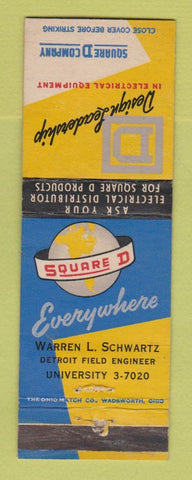 Matchbook Cover - Square D Electrical Equpment Detroit MI Warren Schwartz WEAR