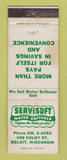 Matchbook Cover - Servisoft Water Softener Beloit WI STAINED