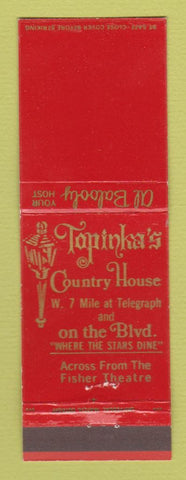 Matchbook Cover - Topinka's Country House Detroit MI