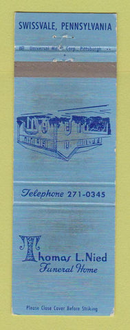Matchbook Cover - Thomas Nied Funeral Home Swissvale PA WORN