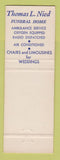 Matchbook Cover - Thomas Nied Funeral Home Swissvale PA WORN
