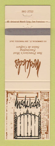 Matchbook Cover - MacWade's Beauty Salon San Francisco CA