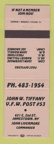 Matchbook Cover - John Tiffany VFW Post Jamestown NY