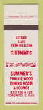 Matchbook Cover - Sumner's Prairie Wood Restaurant Western Clothes Toronto SD