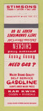 Matchbook Cover - Stimsons Ogden Layton Salt Lake City UT chicken oil gas