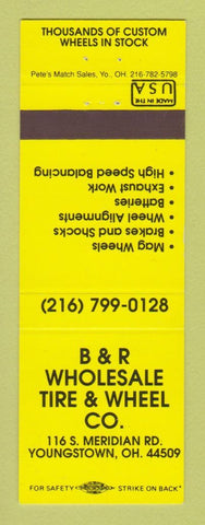 Matchbook Cover - B&R Wholesale Tire Wheel Youngstown OH YELLOW