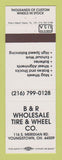 Matchbook Cover - B&R Wholesale Tire Wheel Youngstown OH WHITE
