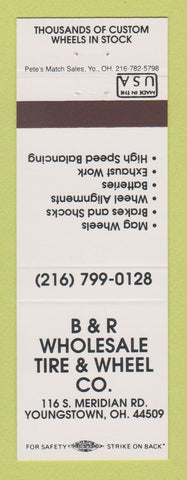 Matchbook Cover - B&R Wholesale Tire Wheel Youngstown OH WHITE