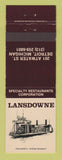 Matchbook Cover - Lansdowne Detroit MI restaurant