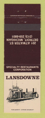 Matchbook Cover - Lansdowne Detroit MI restaurant
